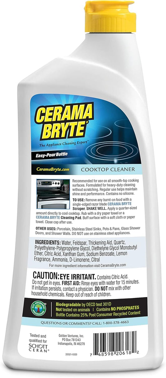 Cerama Bryte Cooktop and Stove Top Cleaner for Glass-Ceramic Surfaces, 2-28 oz