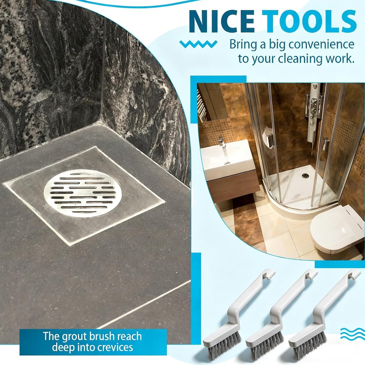 6 Pack Grout Cleaner Brush V Shape Hard Bristle Grout Brush Stiff Grouts Cleaning Brushes for Tile Floor, Handheld Grouts Scrub Brushes for Shower, Bathroom, Kitchen, Household Use