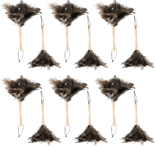 Superio Ostrich Feather Duster Fluffy Dust Remover, with Wooden Handle Reusable for Cleaning Homes, Ceilings, and Furniture (12 Pack)