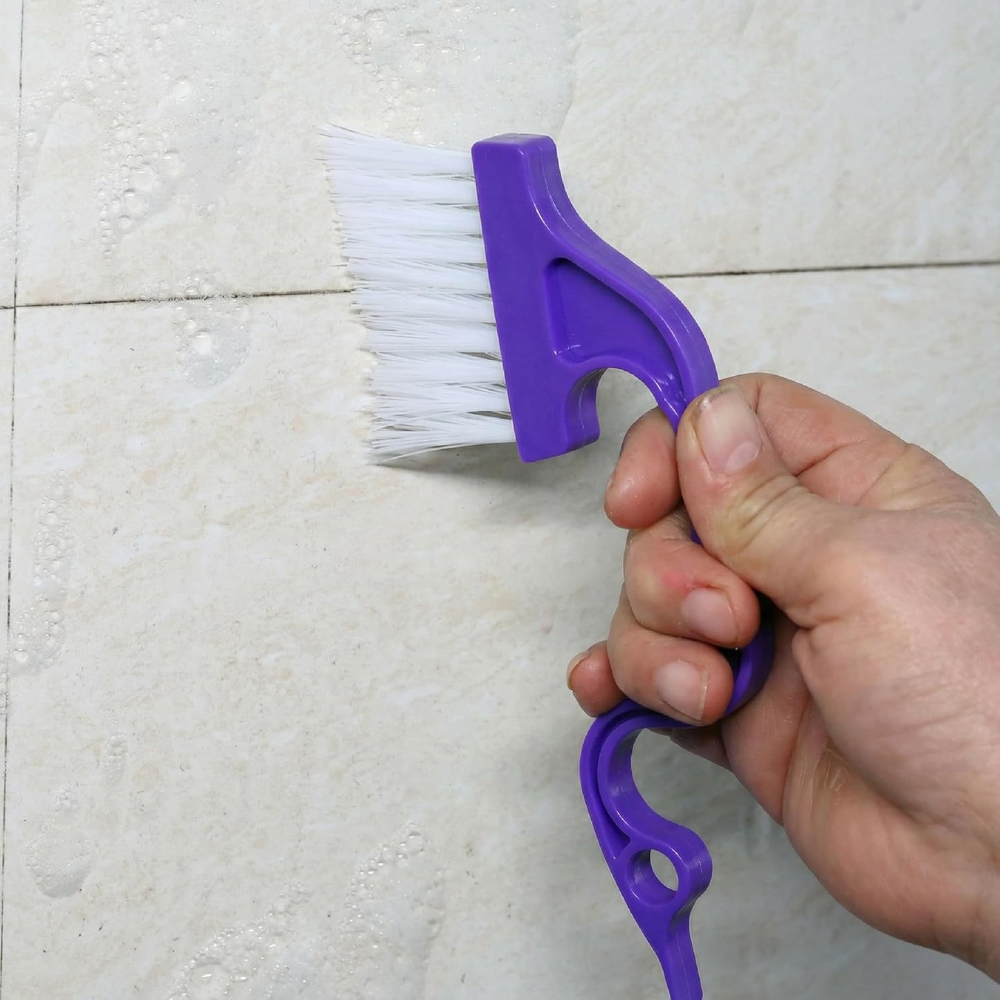 Slick- Window Track Cleaning Brush, 2 Pack, Blue Ergonomic Handle, Built-in Scraper, Multipurpose, Window Track Cleaning Tools
