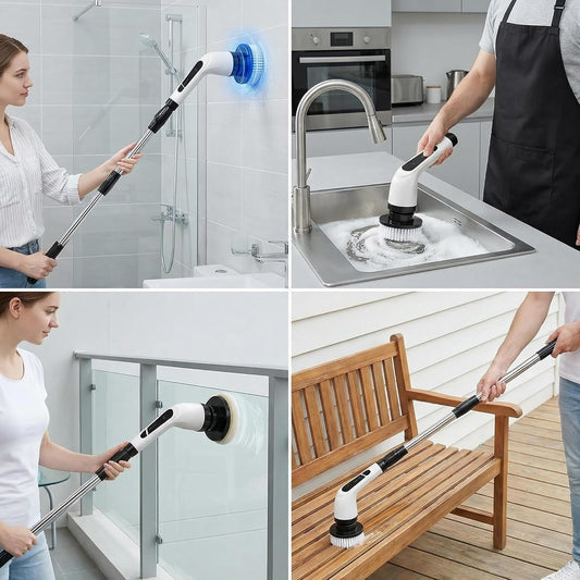 Versatile Ditch The Scrubbing! Long Handle Shower Scrubber Comes with 9 Replaceable Heads & Efficient 2 Speed Cordless Brush for Maximum Effect Long Battery Life!