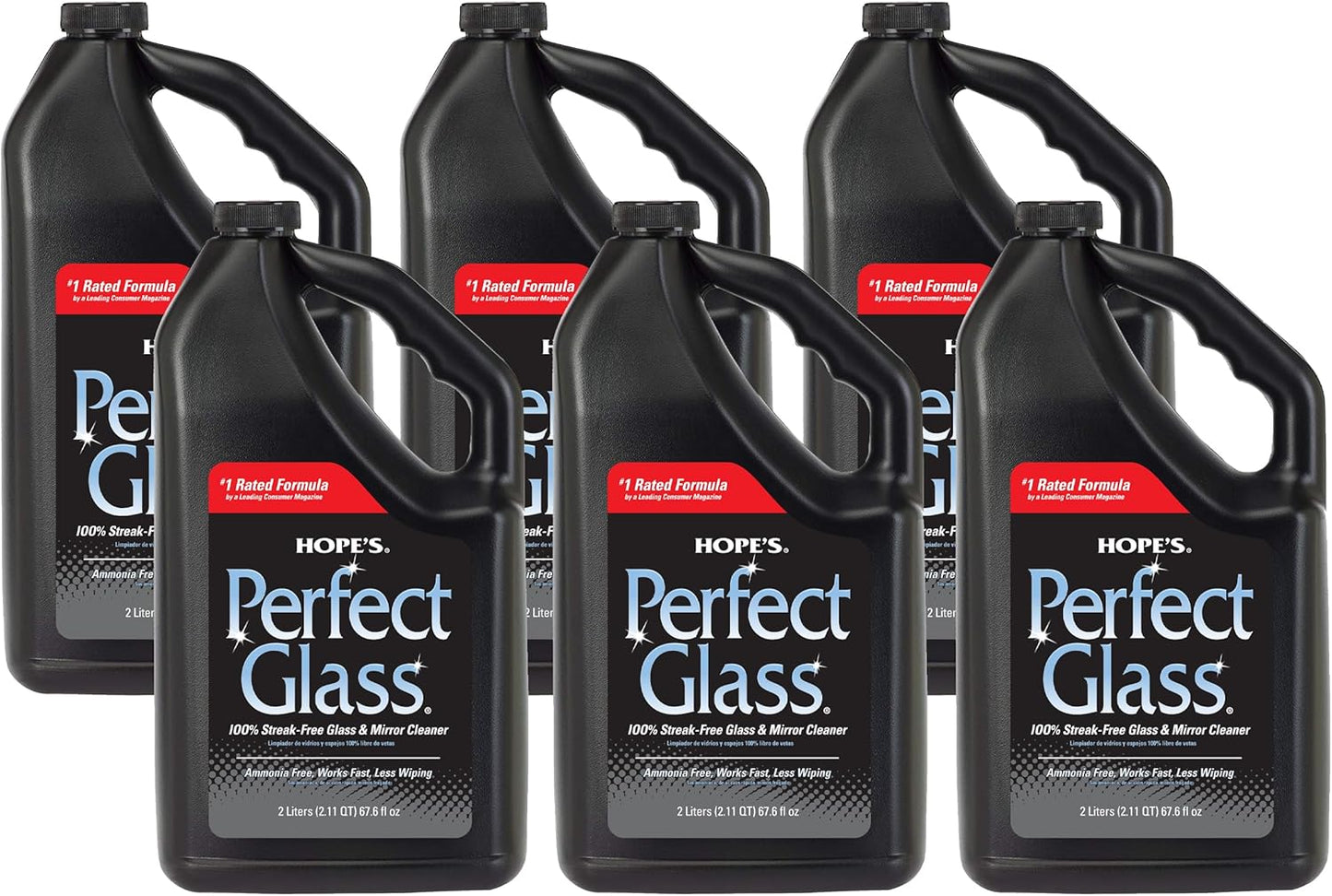 HOPE'S Perfect Glass Cleaner Spray Refill, Streak-Free, Ammonia-Free Window, Mirror, Screen, Tinted Glass, and Shower Door Cleaner, Indoor and Outdoor Glass Surfaces, 67.6 Ounce, Pack of 1