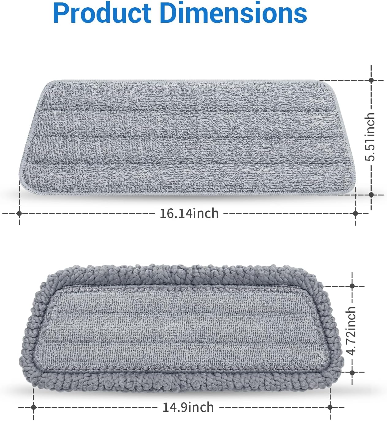 6Pcs Microfiber Mop Replacement Pads,Compatible with Wet/Dry Mop Floor Cleaning Pad Fit All Spray Mops,14.9 * 4.7’’ Size Spray Mop Pads Refills