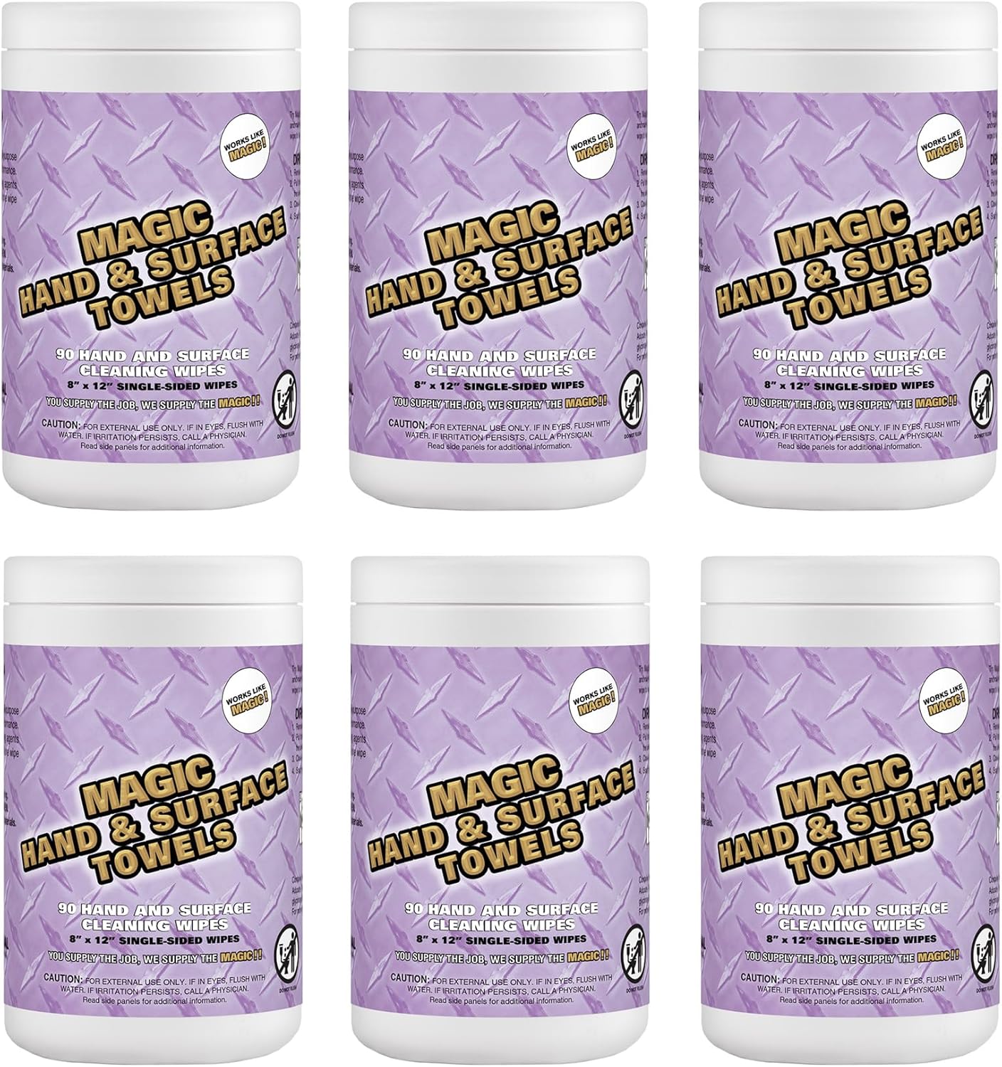Magic Heavy Duty Cleaning Wipes - Single Sided Hand & Surface Shop Towels | Professional-grade Cleaning | Waterless | Moisturizing | Cleans Grease, Oil, Dirt, & more (3 Pack | 75 Sheets Total)
