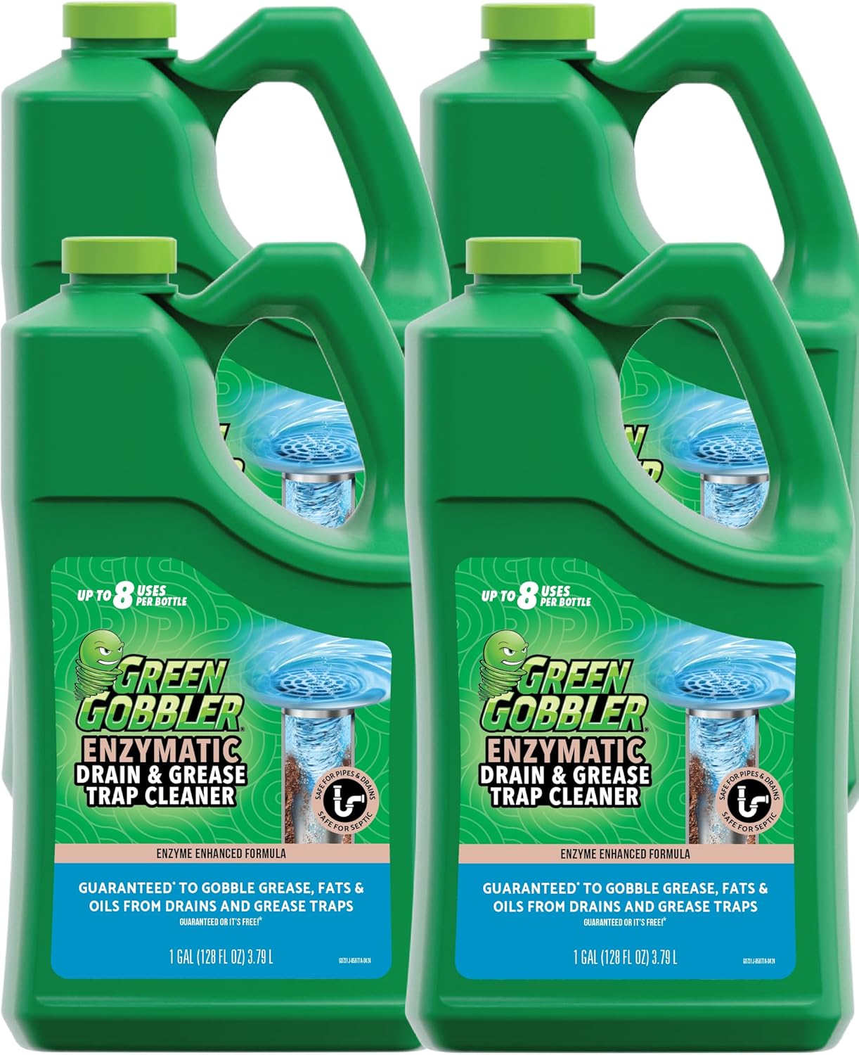 Green Gobbler Enzyme Drain Cleaner | Controls Foul Odors & Breaks Down Grease, Paper, Fat & Oil in Sewer Lines, Septic Tanks & Grease Traps | 1 Gallon