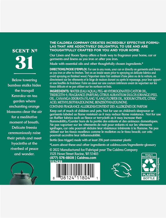 Caldrea Linen and Room Spray Air Freshener, Made with Essential Oils, Plant-Derived and Other Thoughtfully Chosen Ingredients, Pear Blossom Agave Scent, 16 oz