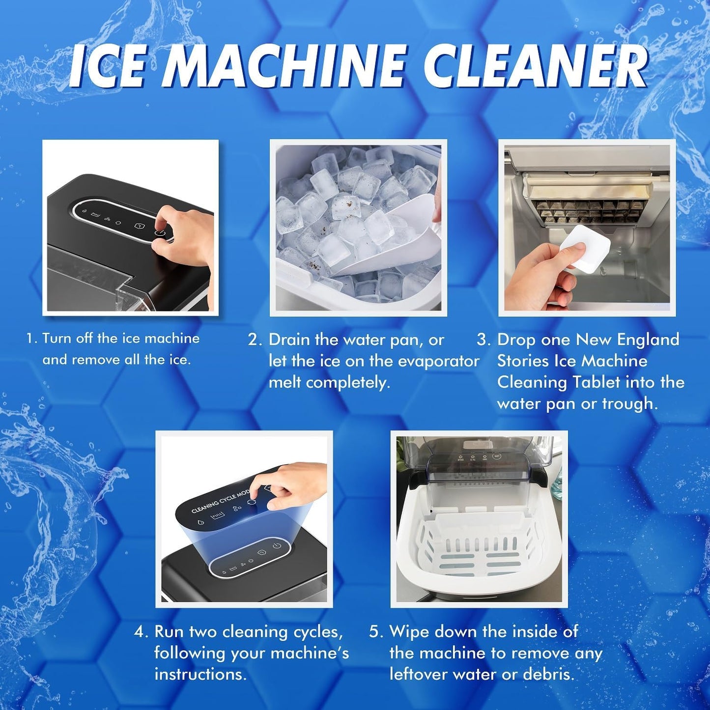 Ice Machine Cleaner and Descaler Tablets, 24 Count Nickel Safe Formula, Scale Remover for Countertop and Nugget Ice Makers, Compatible with GE Opal, GE Profile, Frigidaire, and Kitchenaid