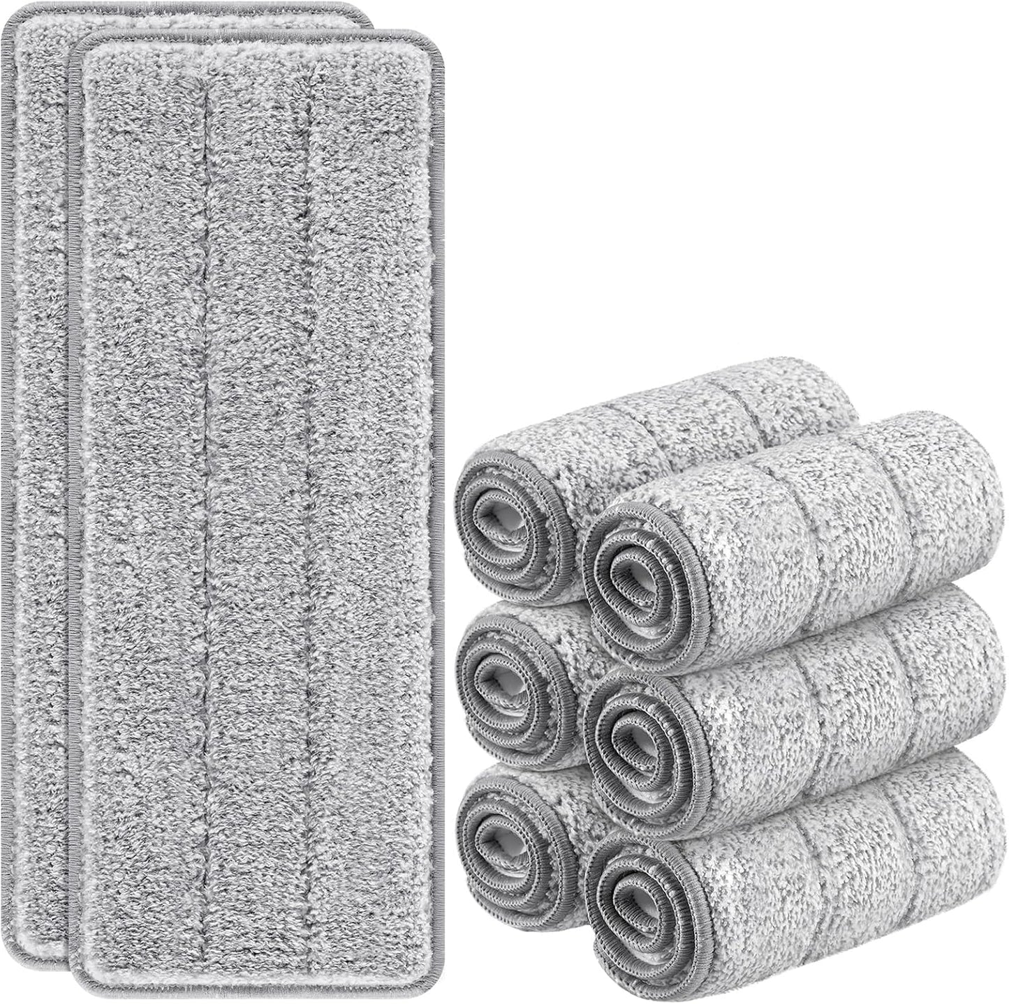 Flat Mop Head Replacement Pads Compatible with Joy-MOOP Mop and Bucket Set, Reusable Washable Squeeze Microfiber Mop Refills for Oshang Bosheng Mop - 13" X 4.9", Grey Only