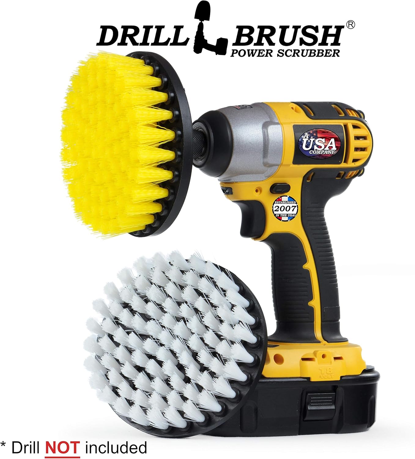 Bathroom Accessories - Power Scrubber Bathroom and Kitchen Brush Set - Cleaning Supplies - Drill Brush- Bath Mat - Shower Cleaner - Soap Scum, Mineral Deposits, Calcium, Hard Water, Rust Stains
