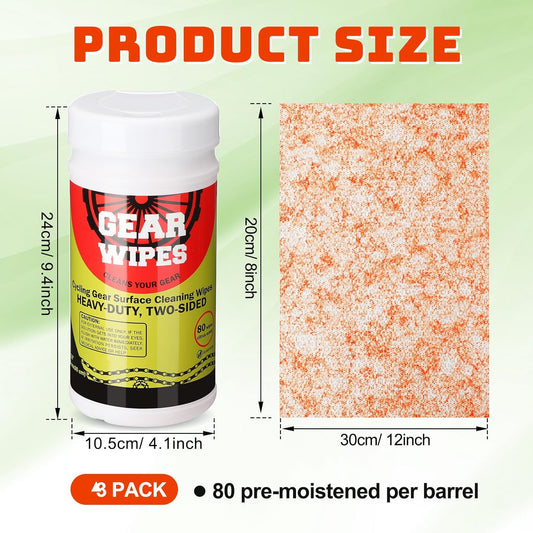Nuanchu 3 Pack Bike Gear Cleaner Wipes Canisters 240 Count 8 x 12-inch Bike Chain Cleaner Tool Cleaning Wipes Grime Defense Wipe Double Sided Citrus Scented Degreaser Grime Towels for Your Bikes