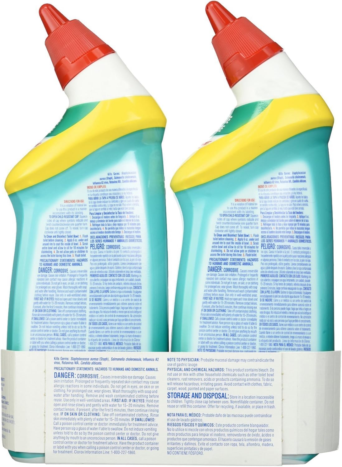 Clorox Toilet Bowl Cleaner Clinging Bleach Gel - Cool Wave, 24 Fl Oz (Pack of 2)