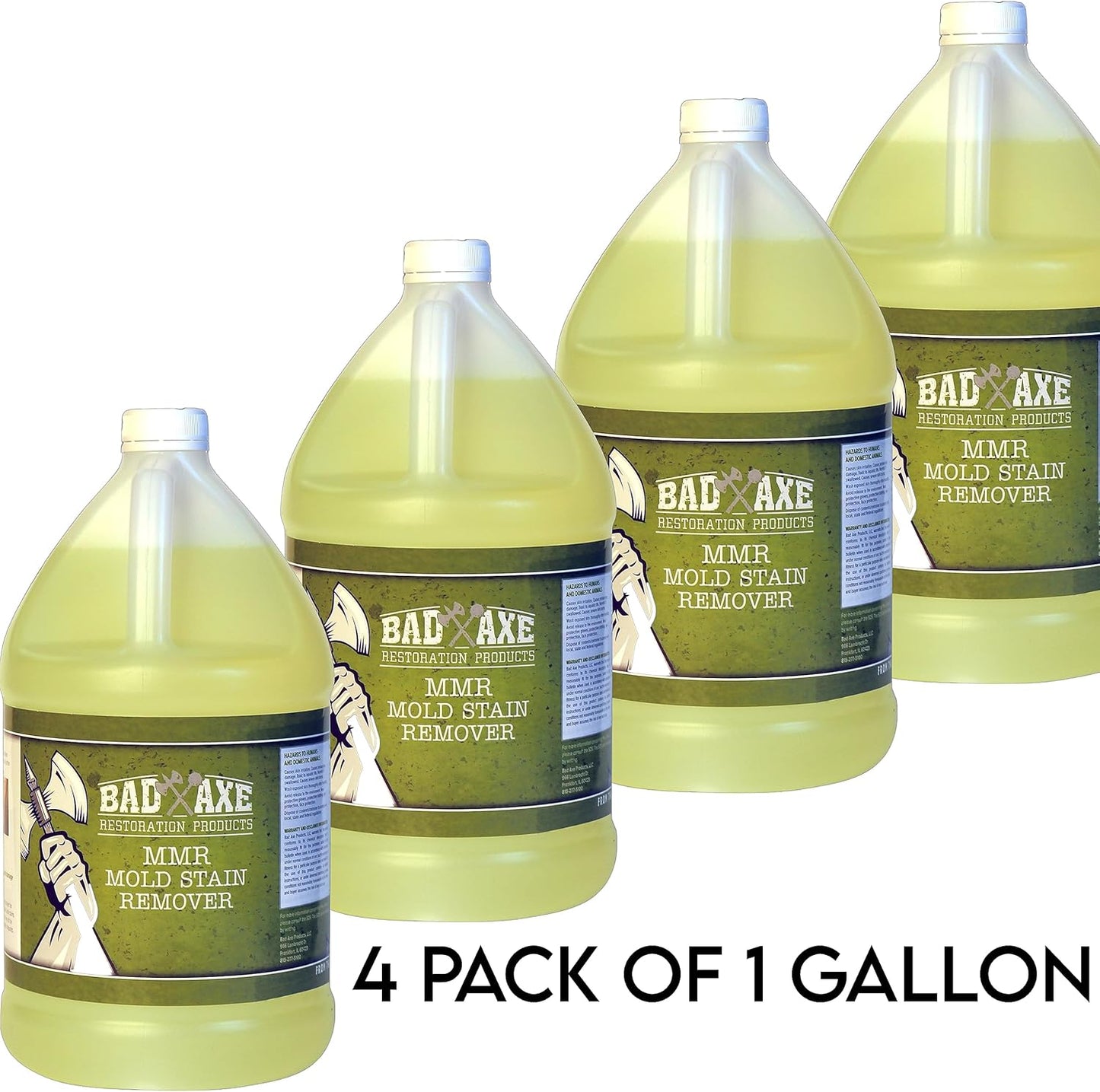 Bad Axe MMR Instant Mold Stain and Mildew Stain Remover - Professional Strength, Contractor Grade Cleaning Solution, Professional Quality Formula, Odor Removal, 1 Gallon (1)
