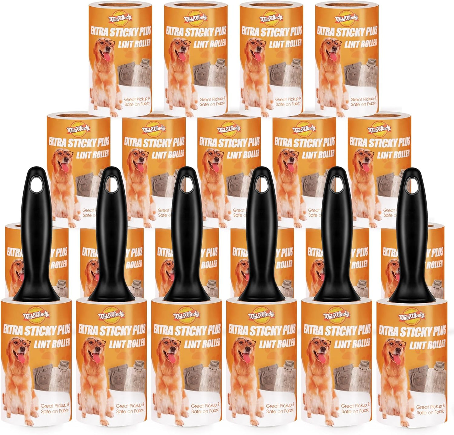 WulaWindy Lint Roller for Pet Hair, Extra Sticky Lint Rollers Pet Hair Remover for Clothes, Work Great on Pet Hair Value Pack (4 Pack)