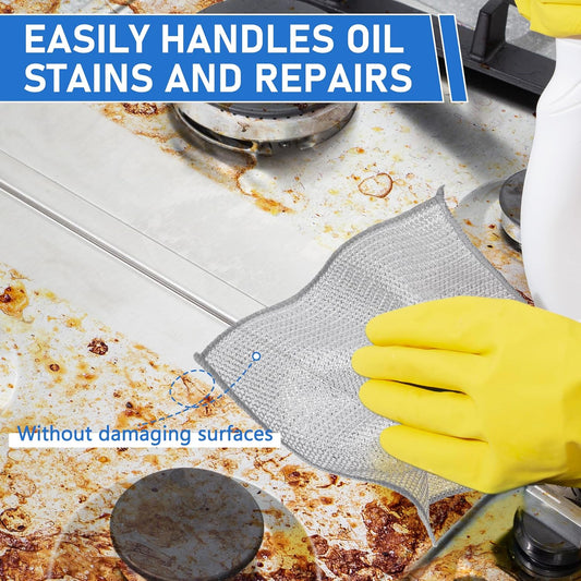 Aidoclip 10PCS Set Non-Scratch Steel Wool Dishcloth - Multi Purpose Wire Dishwashing Rags Kitchen Towels and Dishcloths Sets Durable Cleaning Pads Bathroom Home Essentials Cleaning Supplies Tools