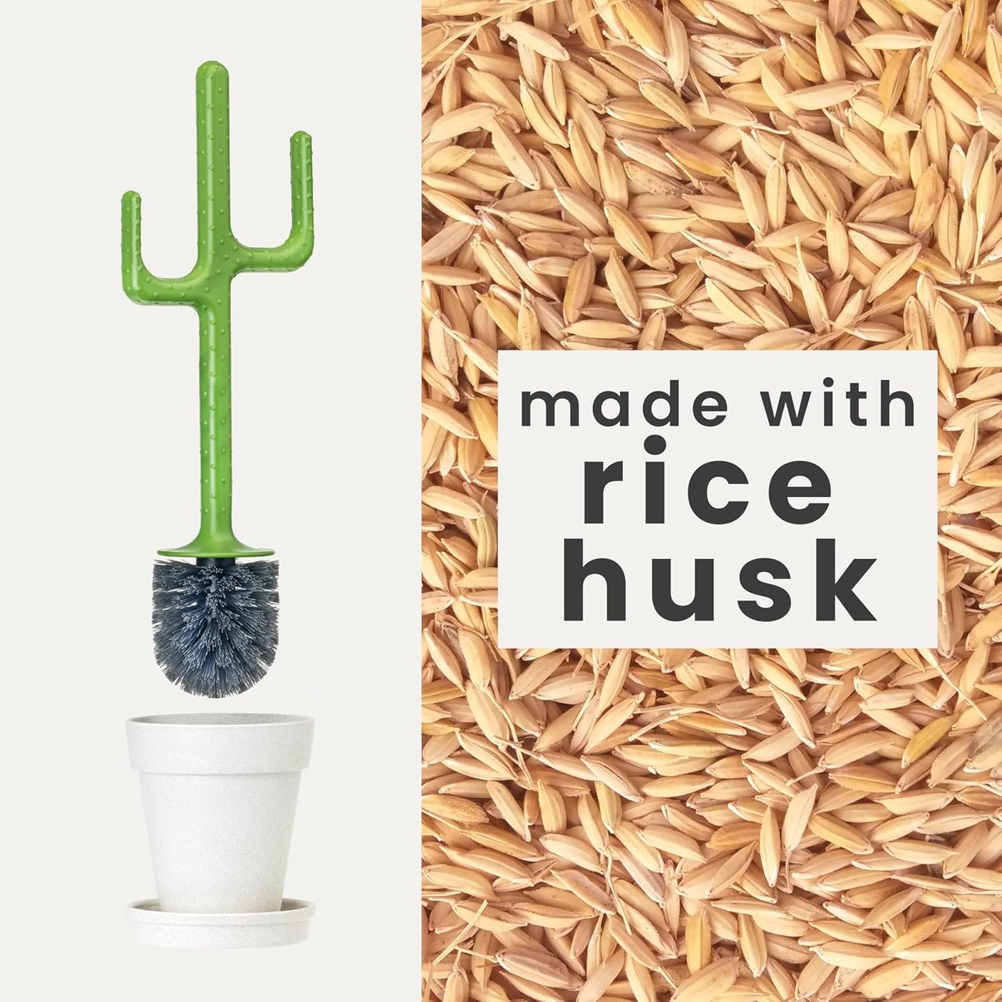 Vigar Cactus Toilet Brush Set, Toilet Brush and Holder Set with Cactus-Shaped Handle, Planter Base and Saucer for Bathroom, Home Cleaning Essentials