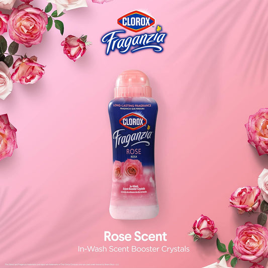 Clorox Fraganzia Laundry Scent Booster Crystals, In-Wash Fragrance Beads for Fresh-Smelling Clothes & Linens, Safe for All Fabrics & Colors, Easy-Pour Bottle, Vanilla Scent, 18 Oz, 2 Pack
