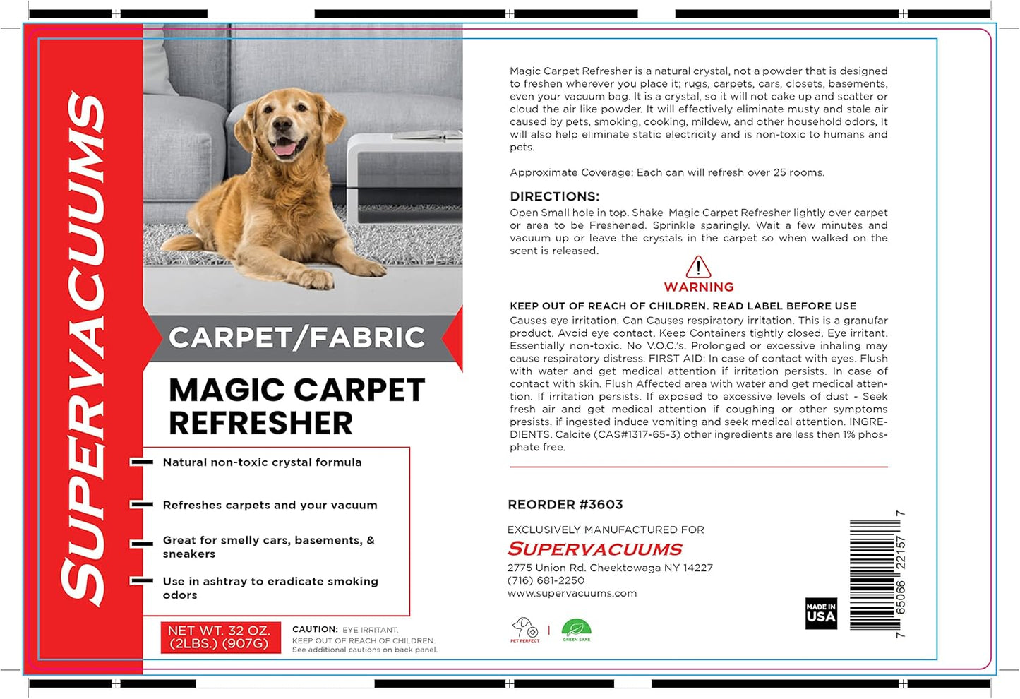 Magic Carpet Refresher for Carpet and Fabric - 2-Pack of 32oz Cans