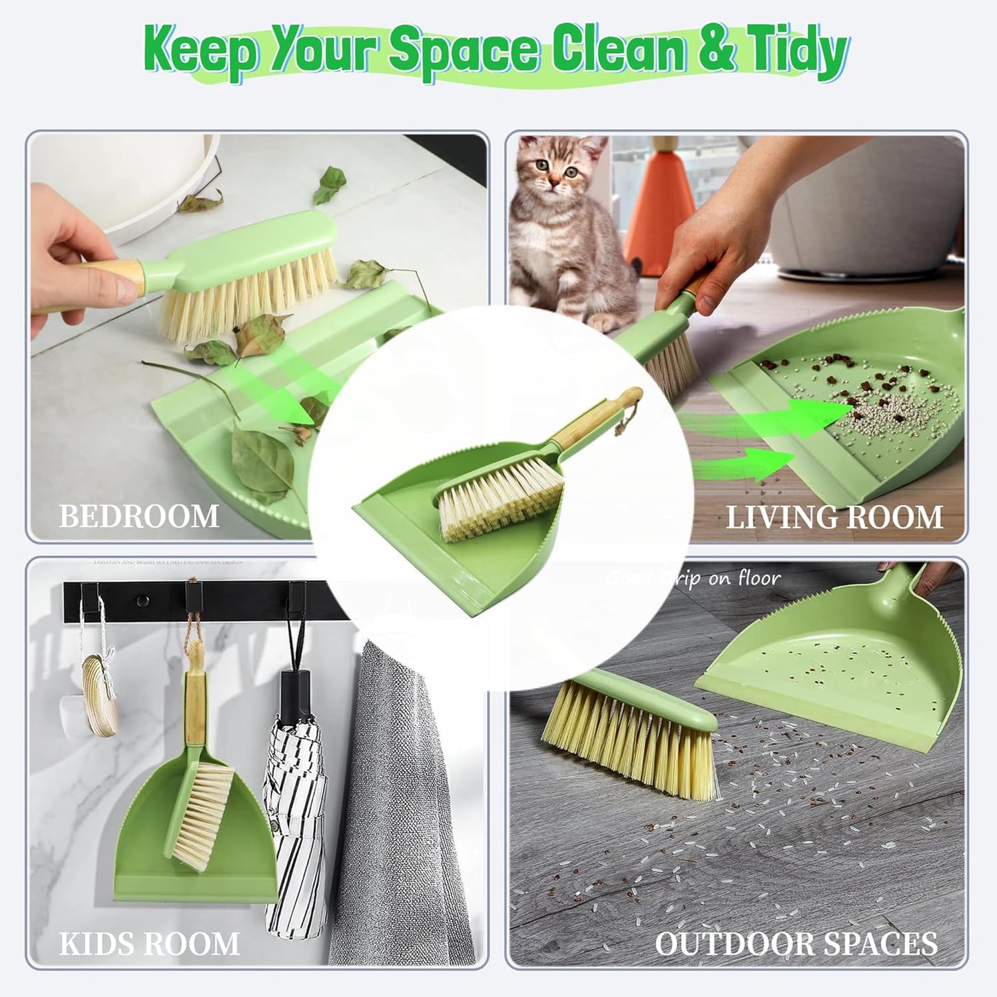 Mini Broom and Dustpan Set - Small Broom and Dustpan Set for Home, Camping Broom, Whisk Brooms Small(Gray Orange)