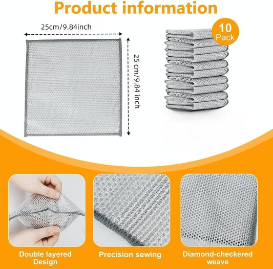 Extra-Large Size Multipurpose Wire Dishwashing Rag,Non Scratch Wire Dishcloth, Reusable Steel Wool Scrubber,Non-Scratch,Quick-Drying,Multi-Purpose for Kitchen,Bathroom Cleaning (15)
