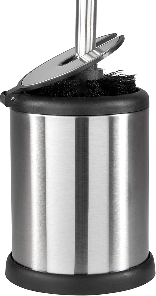 Bath Bliss Stainless Steel 2 Pack Self Closing Lid Toilet Brush and Holder, Finger Print Proof, Compact, Small Space, 6980-2PK, Silver