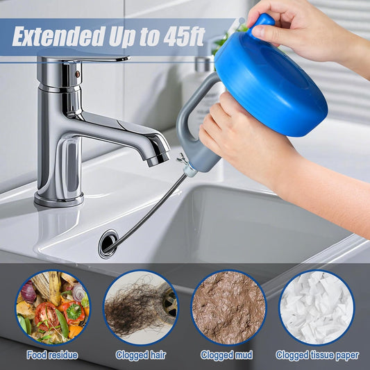 Drain Auger,32Ft Drain Snake Clog Remover,Flexible Snake Drain Hair Removal Tool,Pipe Drain Clog Remover,Plumbing Snake Pipe Blockage Dredging Tool,Bathroom Kitchen Sink Cleaner Tools