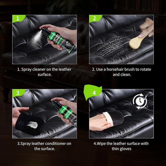 Leather Cleaner and Conditioner Cream Care Kit for Car Interiors Seats,Couches,Purses,Bags,Jackes,Boots