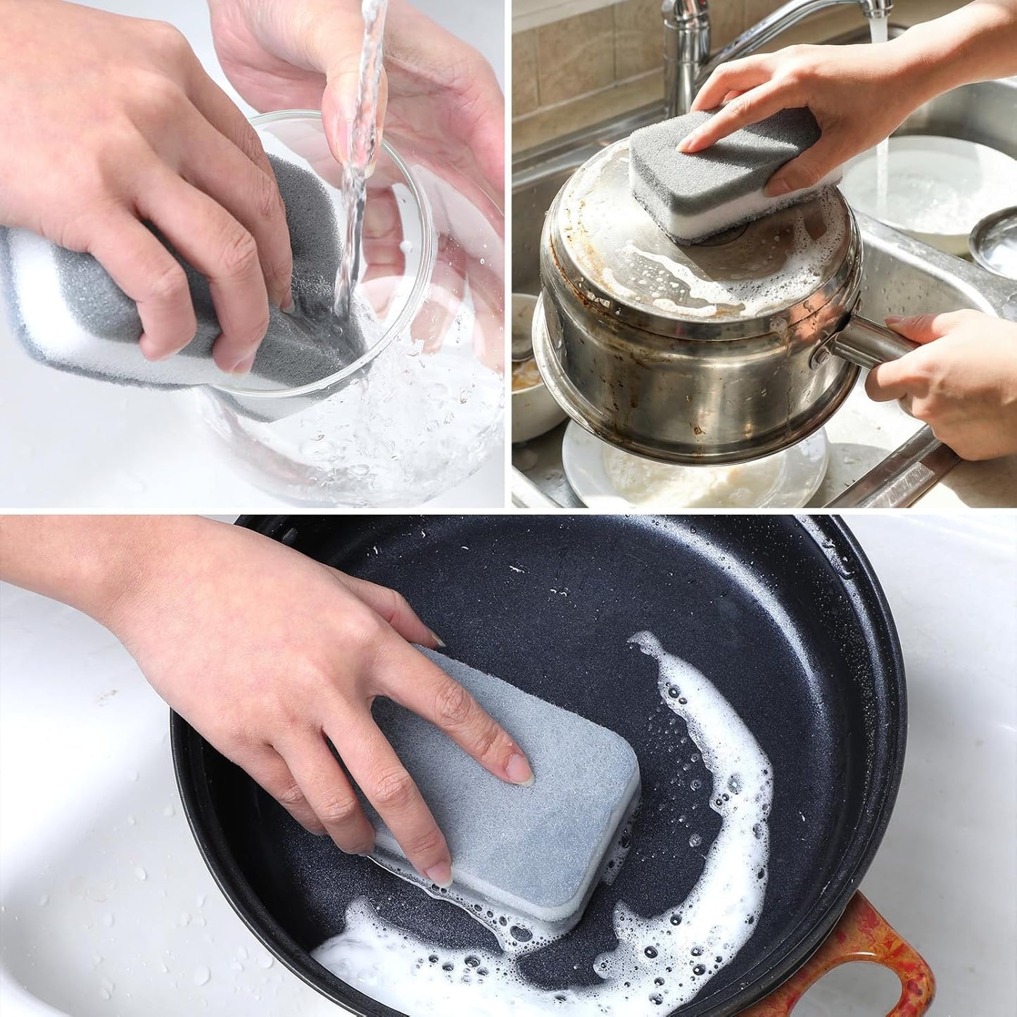 40 Pack Kitchen Dishwashing Sponge Bulk, Non Scratch Dishes Scouring Pad, Odor-Free Cleaning Sponge Wipes for Travel, Camping, Apartments
