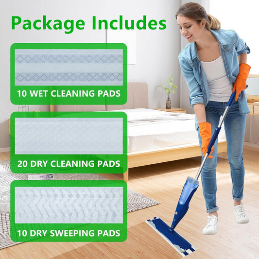 40 Count Dry+Wet Hardwood Floor Cleaner Pads for Bona Mop Replacement Pads XL Disposable Wet Cleaning Pad Multi Surface Floor Pads Refill Compatible with Bona, Rubbermaid, Libman and Swiffer Power Mop