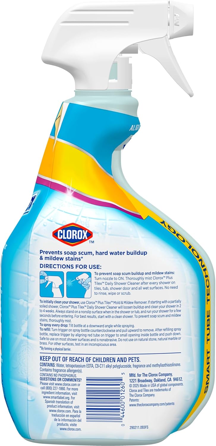 Clorox Plus Tilex Fresh Daily Shower Cleaner, 32 Ounce Spray Bottle (Package May Vary)