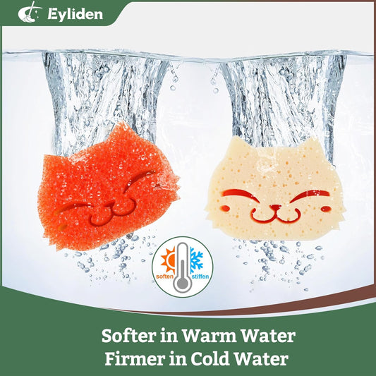 Eyliden 6 Pack Scrub Sponge - Dual-Sided, Smart-Temp Firmness, Dish Scrubber, Non-Scratch, Multi-Surface Safe Cleaning Sponges for Kitchen, Bathroom, Dish Scrubbing