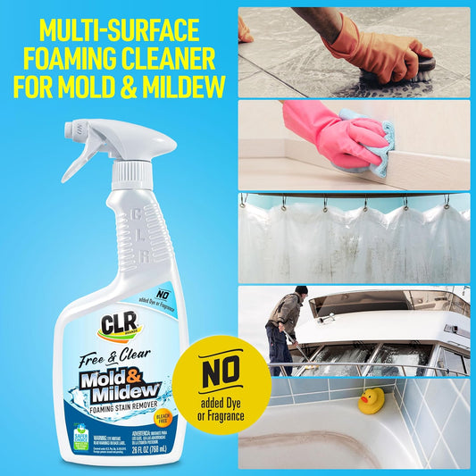 CLR Brands® Mold & Mildew Bleach-Free Free & Clear Stain Remover, No Dyes or Fragrances, 26 Oz Bottle (Pack of 1)