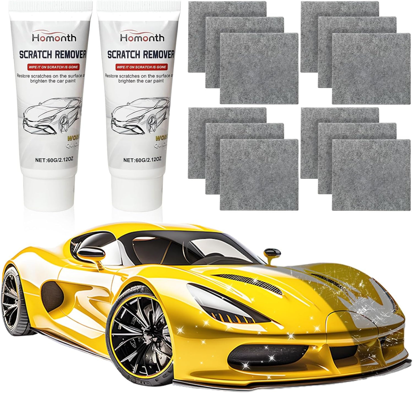 Car Scratch Removal Wax - 2026 Upgrade Scratch Remover for Vehicles, Magic Wipes Cleaning Cloth Car Scratch Repair Paste, Scuff Repair Polishing Wax Kit for Deep Scratch Repair