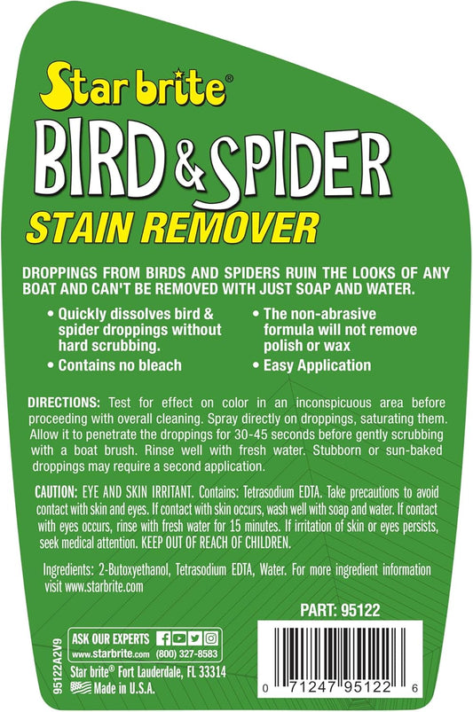 STAR BRITE Spider & Bird Stain Remover Spray - Quickly Dissolve Bird Droppings & Clean up Spider Mess - Won't Remove Polish or Wax (095122SS)