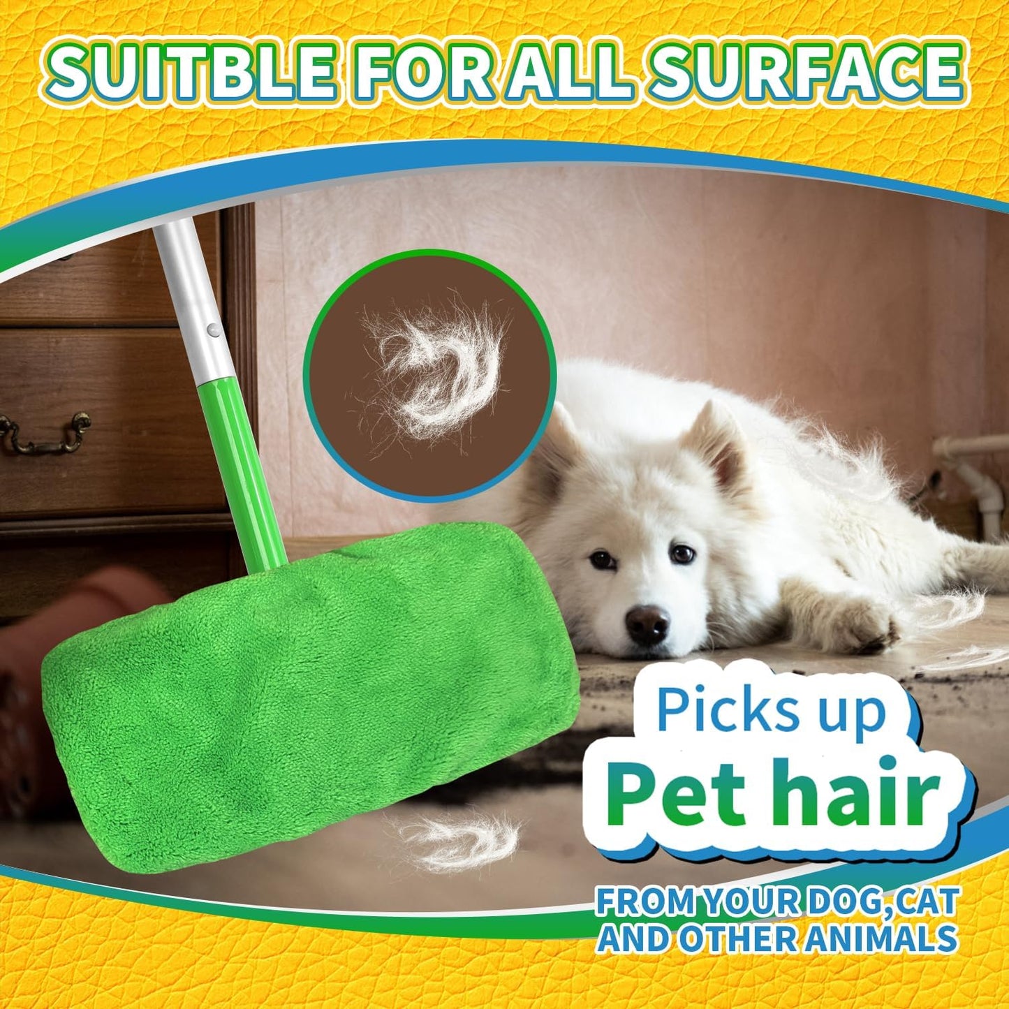 6 Pack Reusable Microfiber Mop Pads Compatible with Swiffer Sweeper, Dry Sweeping Cloths & Wet Mopping Cloths, Washable Mop Pads for Surface/Hardwood Floor Cleaning
