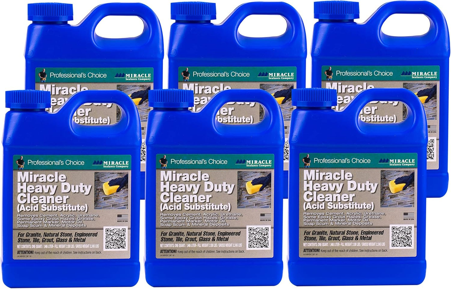 Miracle Sealants Heavy-Duty Acidic Cleaner for Tile & Stone, Grout Haze, Rust Stain & Efflorescence Remover, Quart