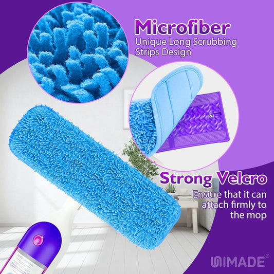 UNIMADE Reusable Mop Pads for Swiffer PowerMop, 8 Pack Microfiber Mop Pad Refill with Scrubber Strips for 13''-15'' SprayMop, Washable Mop Pads Use for Most Floor Types, Designed for Pets - Multicolor