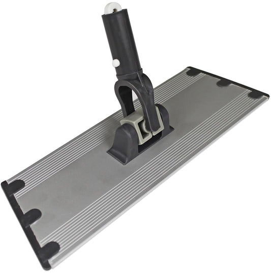 CleanAide Flat Mop Plate Frame for Microfiber Pads, Commercial-Grade Aluminum with 360° Swivel, Hook and Loop Fastening, Lightweight and Durable, Gray, Frame Only, 18 Inches