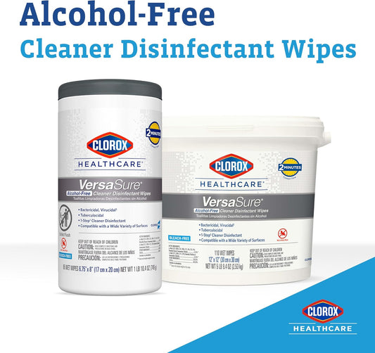 Clorox Healthcare VersaSure Cleaner Disinfectant Wipes, 12" x 12", 110 Count Bucket (Package May Vary)