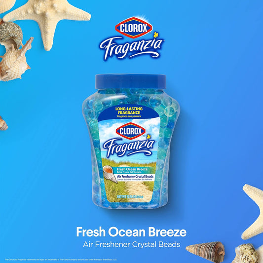 Clorox Fraganzia Crystal Beads Air Freshener, Long Lasting Room Deodorizer and Odor Eliminator Gel Beads to Freshen Home, Car, or Office, Lavender with Eucalyptus Scent, 12 Fl Oz