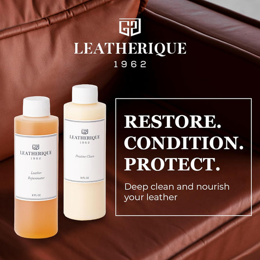 Leatherique Leather Care & Preservation Set - 8 oz | Leatherique Rejuvenator Oil & Prestine Clean 2-Step System | Softens, Conditions & Preserves Leather | Perfect for Cars, Furniture, Saddles & More