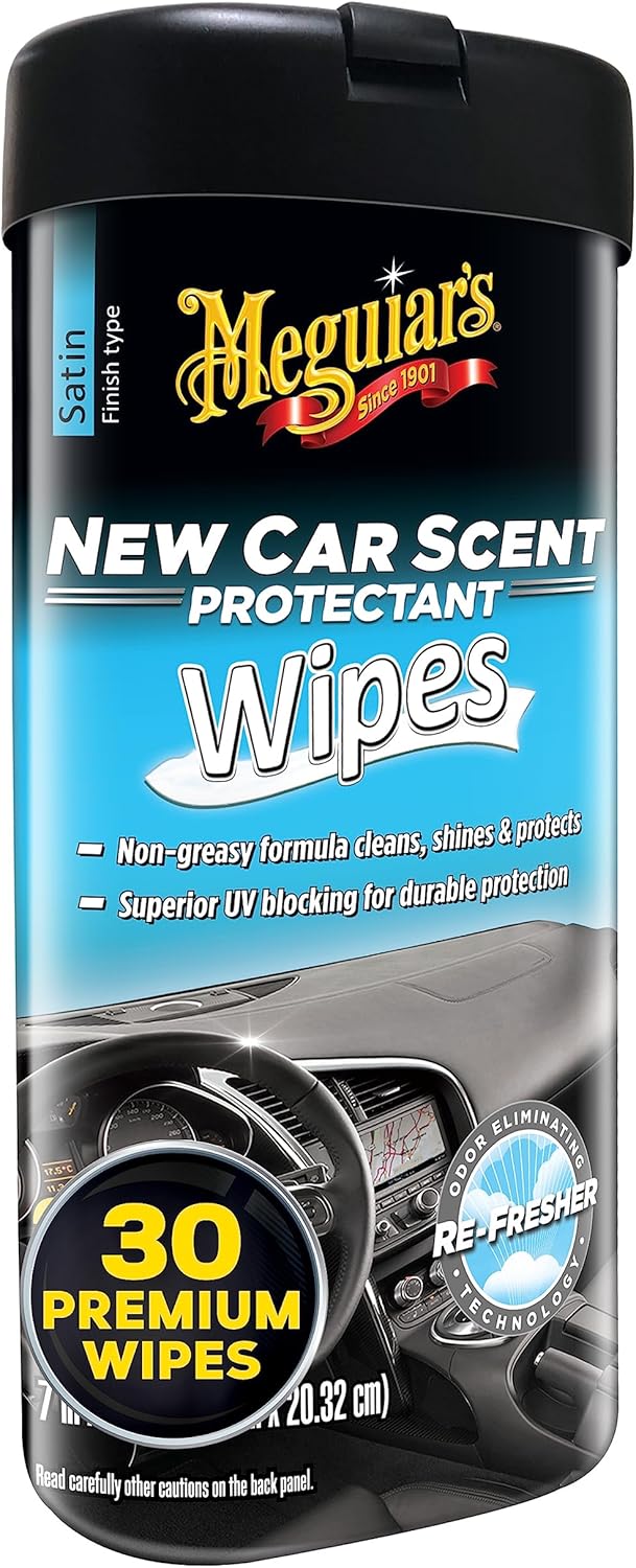 Meguiar’s New Car Scent Protectant Wipes, Car Wipes For Drivers & Detailers—Car Cleaning Wipes That Clean, Protect And Freshen; Car Interior Wipes For Cars, Trucks & Suvs - 30 Count