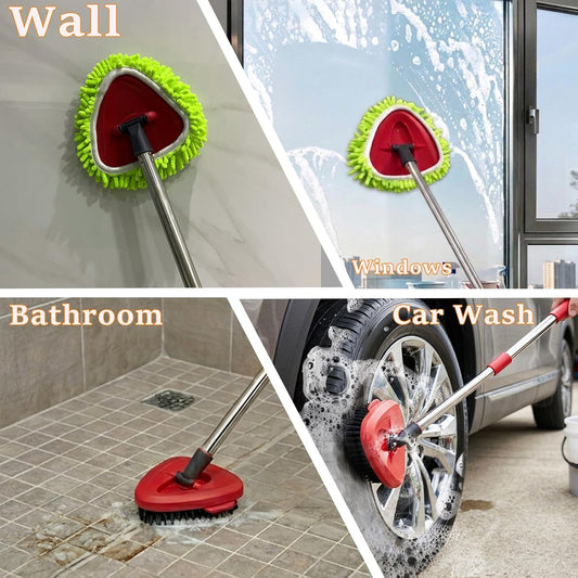 Mop Scrub Brush Replacement Head for Ocedar Easywring 1 Tank System, 2 Shower Floor Scrubber Hard Bristle Cleaning Brush, 1 Microfiber Chenille Pad Head for O Cedar Spin Mop