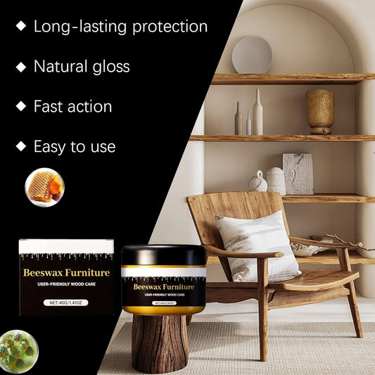 Beeswax Gleam Furniture Polish, Wood Furniture Renovation, Cleans, Polishes & Restores Shine, Waterproof, Natural Beeswax For Chairs, Cabinets, Tables Etc Wooden Furnitures(2PC)