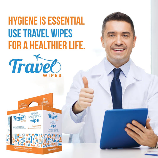 Hand Sanitizing Travel Wipes – 30ct Individually Wrapped | Fragrance-Free, Moisturizing, 70% Isopropyl Alcohol Wipes | Travel, Home, Office, Daily Use | Made in USA