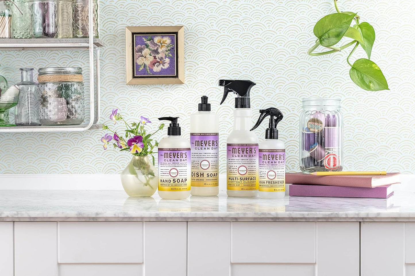 MRS. MEYER'S CLEAN DAY Multi-Surface Everyday Cleaner, Compassion Flower Scent, 16 Fl Oz Bottle - 3 Pack