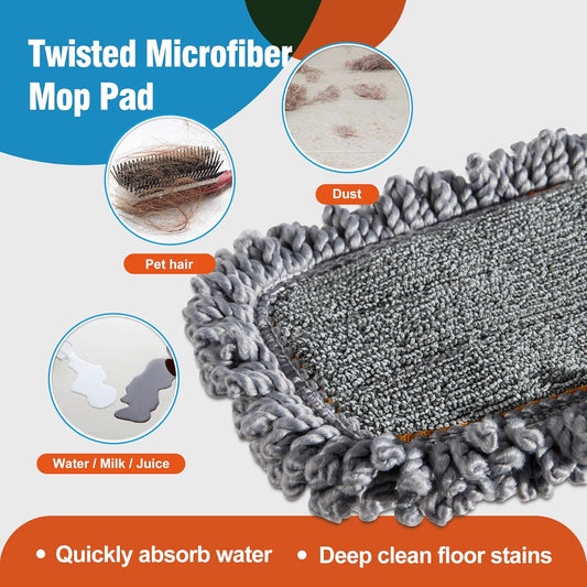 CLEANHOME Microfiber Mop Pads 4 Pieces for Floor Cleaning,Fit CLEANHOME Dust Mop: B09PBPGSJ3, Chenille Microfiber Replacement Pads