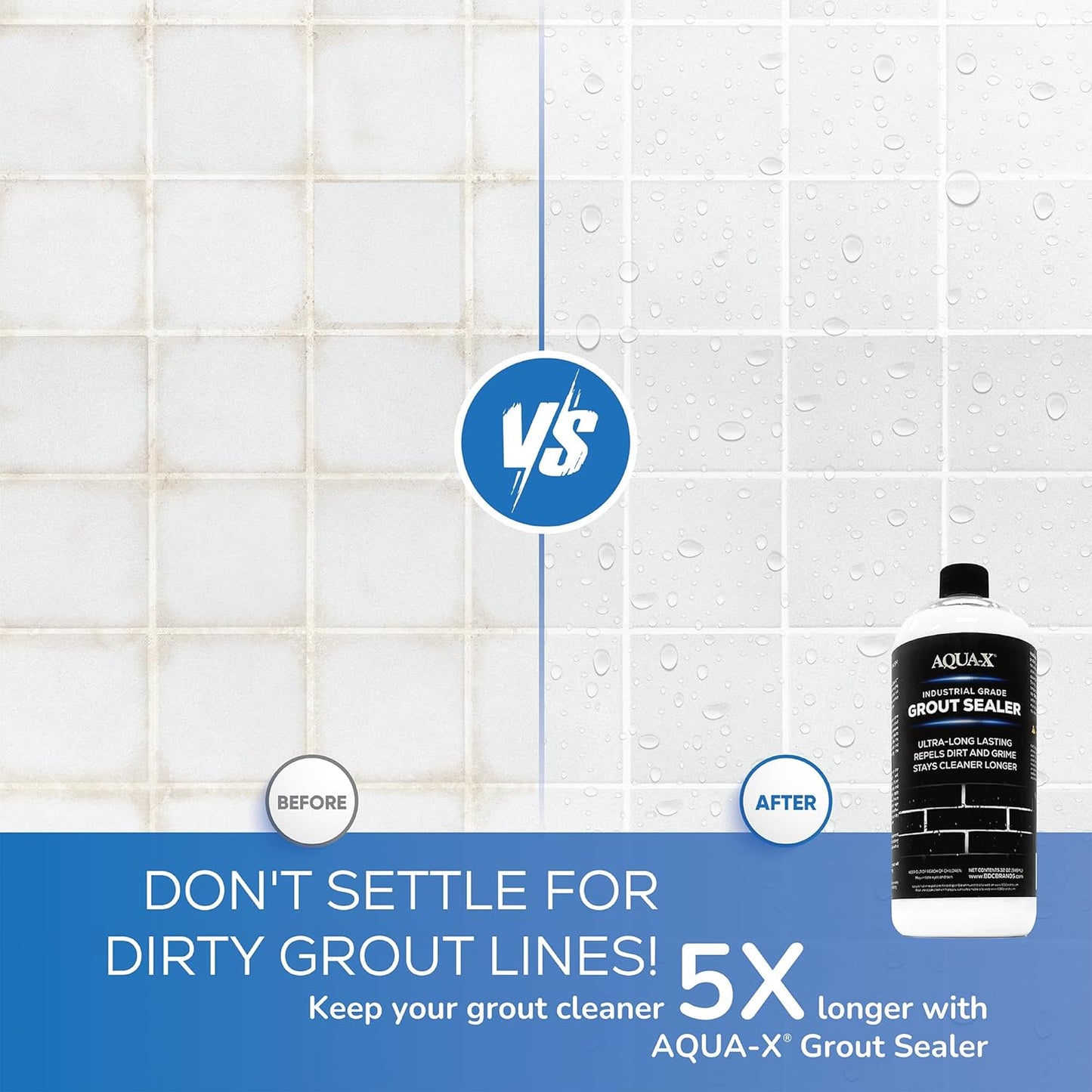 AQUA-X 16 Oz. Grout Sealer, Clear Grout and Tile Sealer, Natural Finish, Professional Grade, Indoor & Outdoor, Fast Dry and Long Lasting Protection