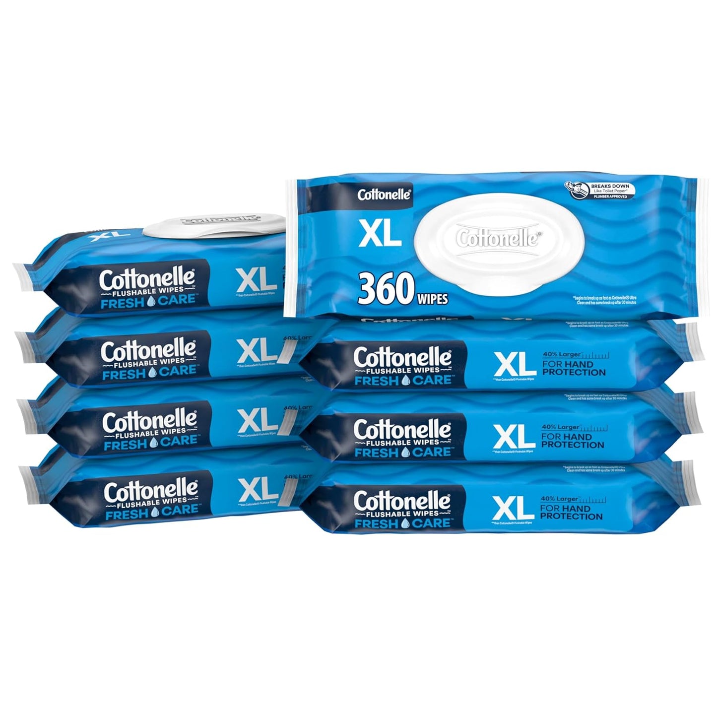 Cottonelle Fragrance Free Flushable Wet Wipes, Adult Wet Wipes, 2 Flip-Top Packs, 42 Wipes Per Pack