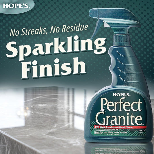 HOPE'S Perfect Granite & Marble Countertop Cleaner and Polish, Streak-Free, Ammonia-Free, 22 Ounce, Pack of 1