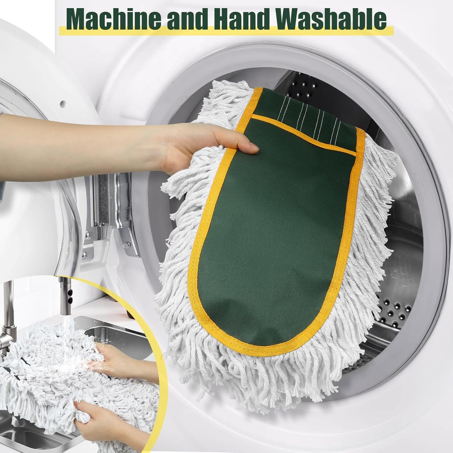 36" Commercial Dust Mop for Floor Cleaning with Replacement Mop Pads, Heavy Duty Industrial Large Floor Wet Dry Mop for Cleaning Office Garage Hardwood Warehouse Factory Mall